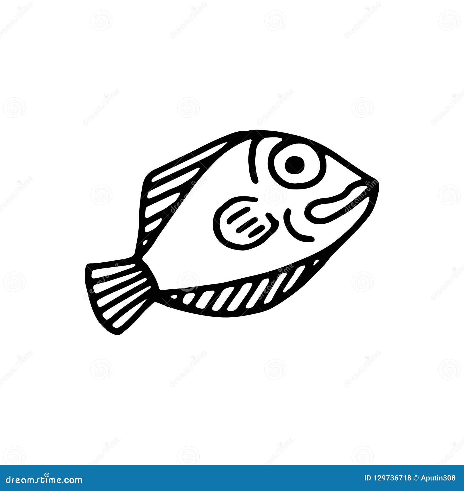 Download Fish With Gills Marine Icon Vector. Underwater Animal Sketch Iso Stock Vector - Illustration of ...