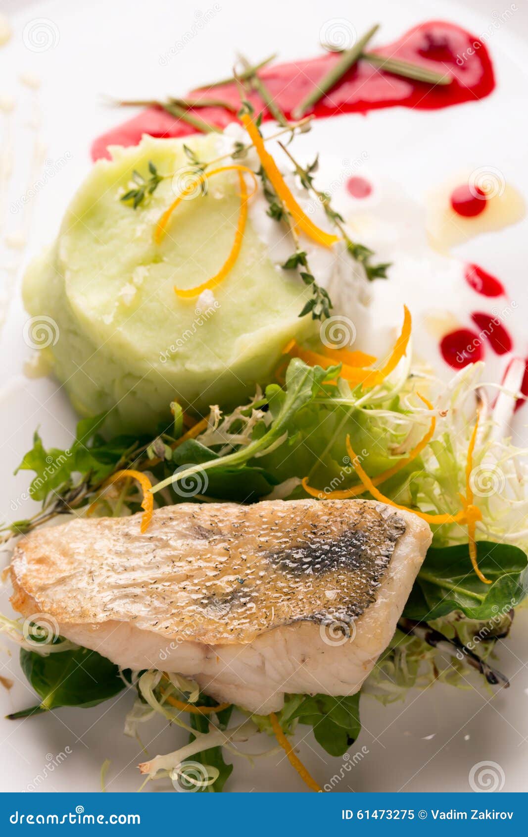 Fish on the green salad stock image. Image of rock, lunch 61473275