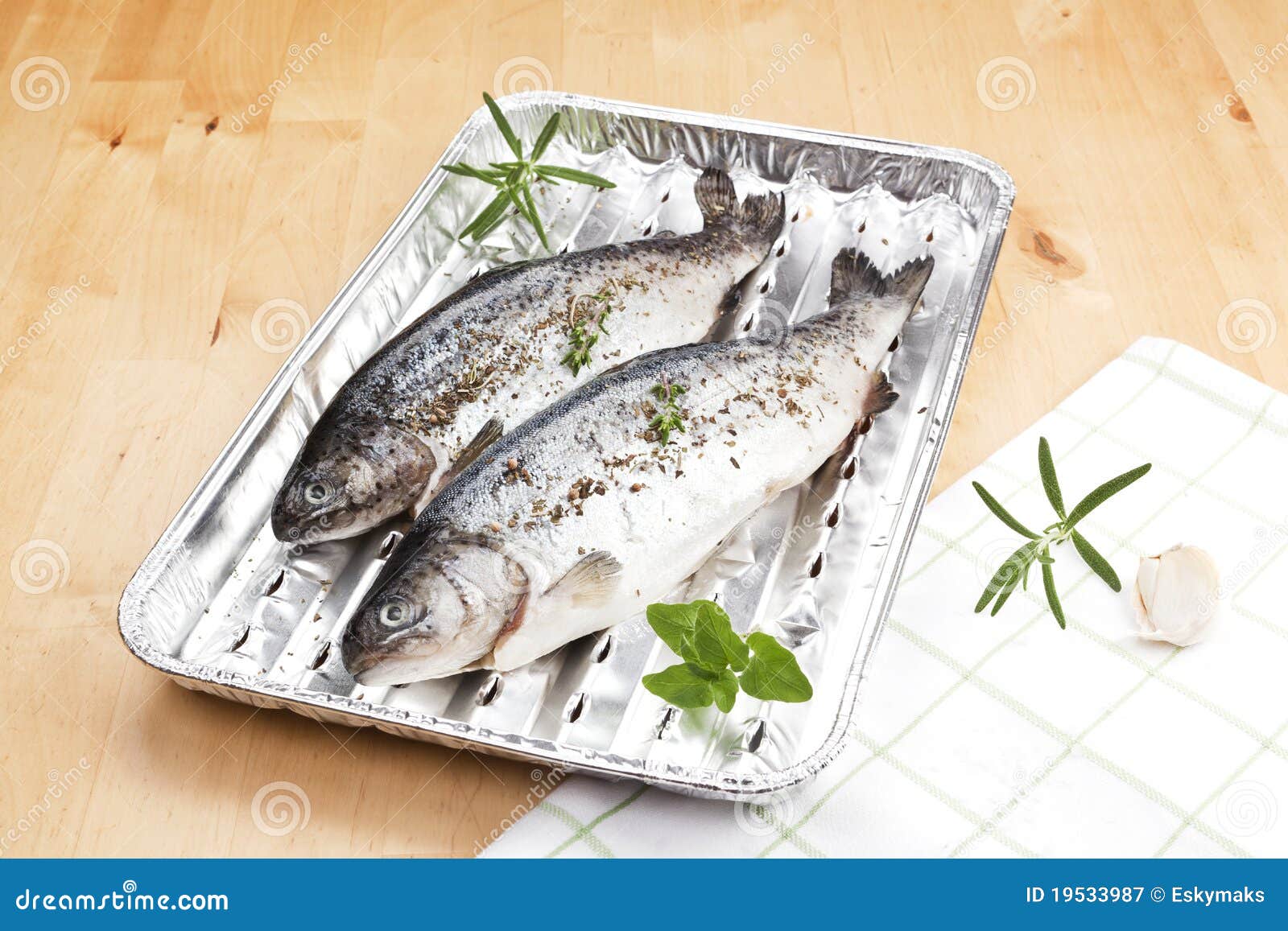 Fish on Grilling Tray Ready for Barbecue. Stock Image Image of
