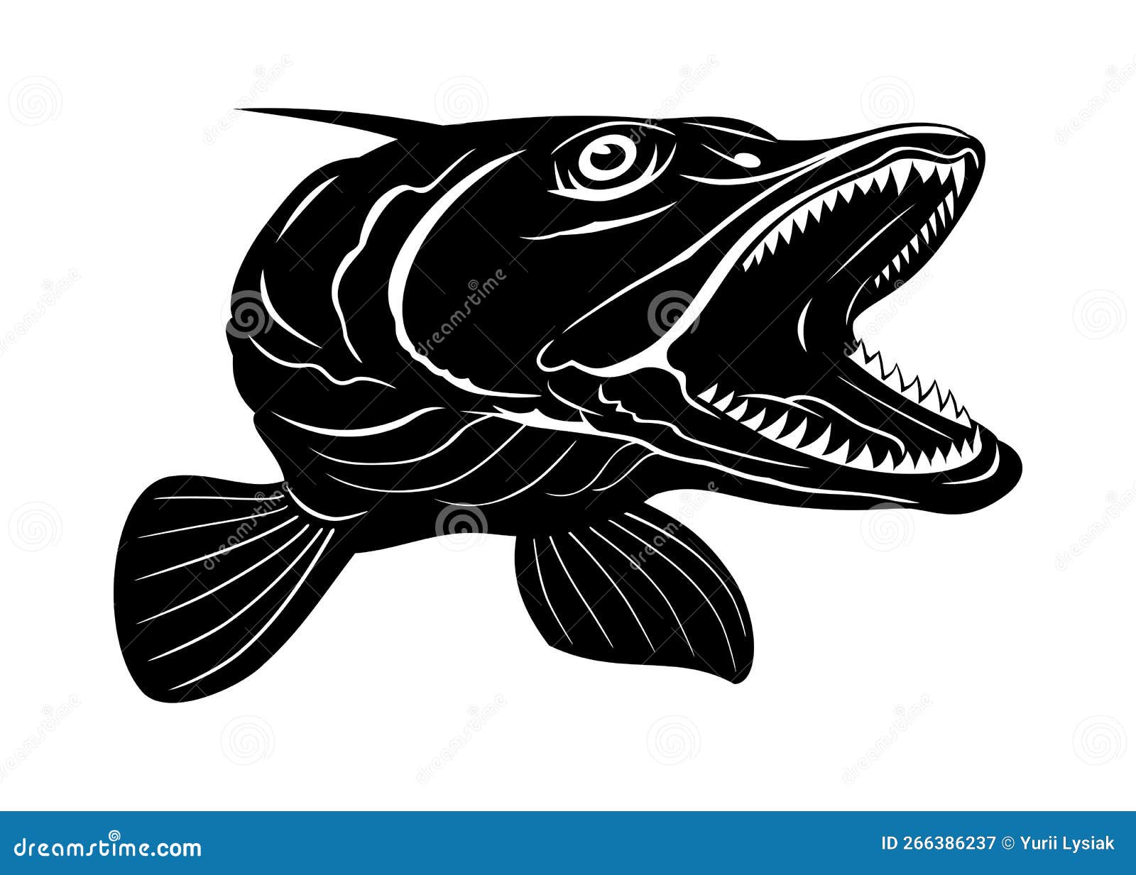 Fish Head Silhouette. Pike stock vector. Illustration of angling