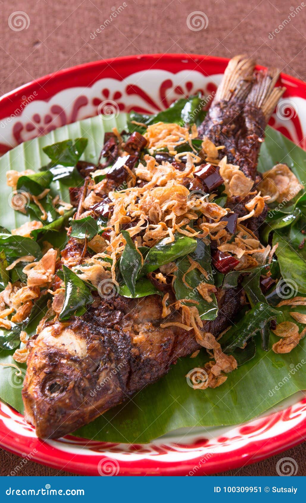 Fish with herbs, spices, stock image. Image of gastronomy 100309951