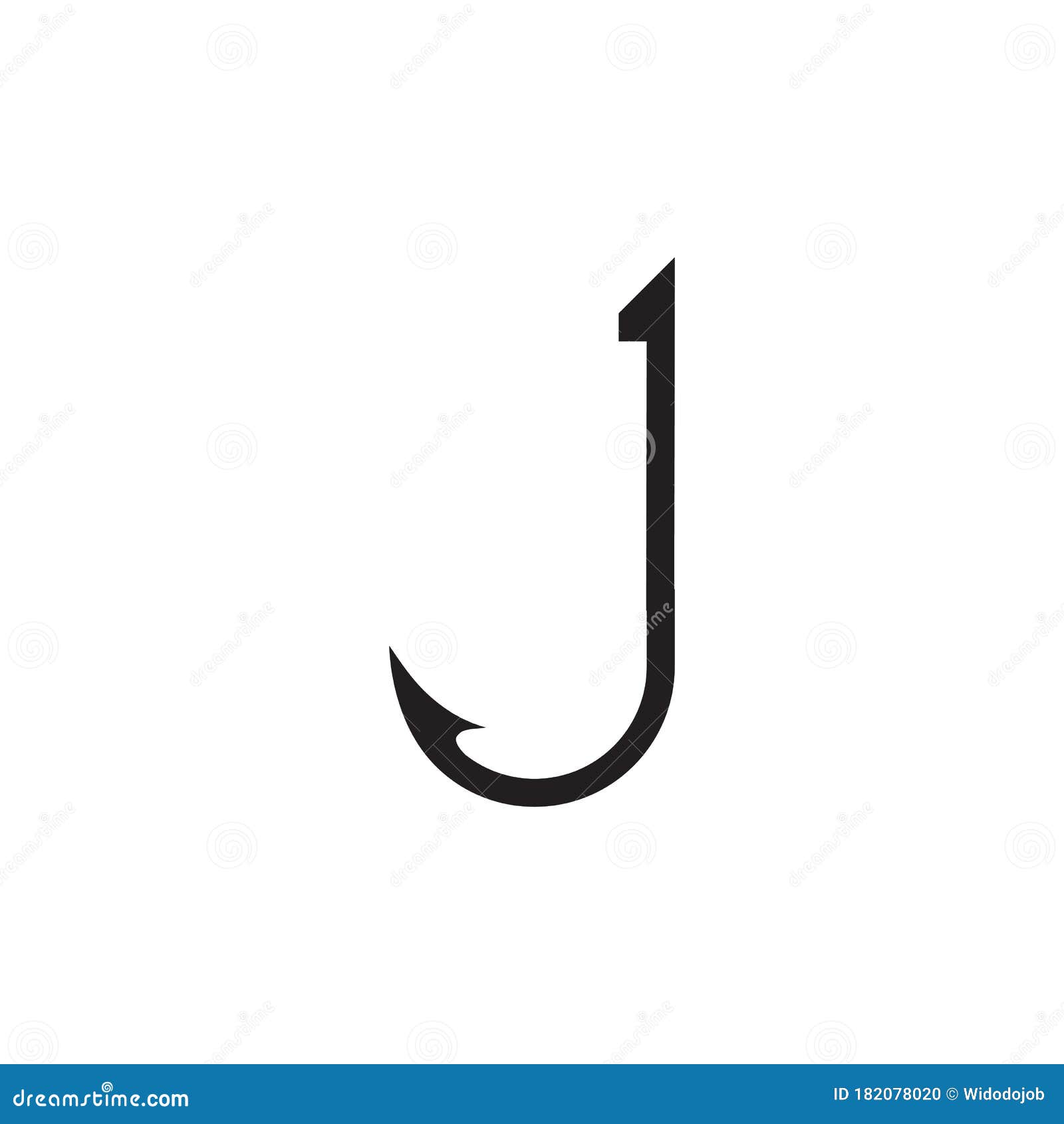 Fish Hook J Letter Logo Design Concept Stock Vector Illustration of