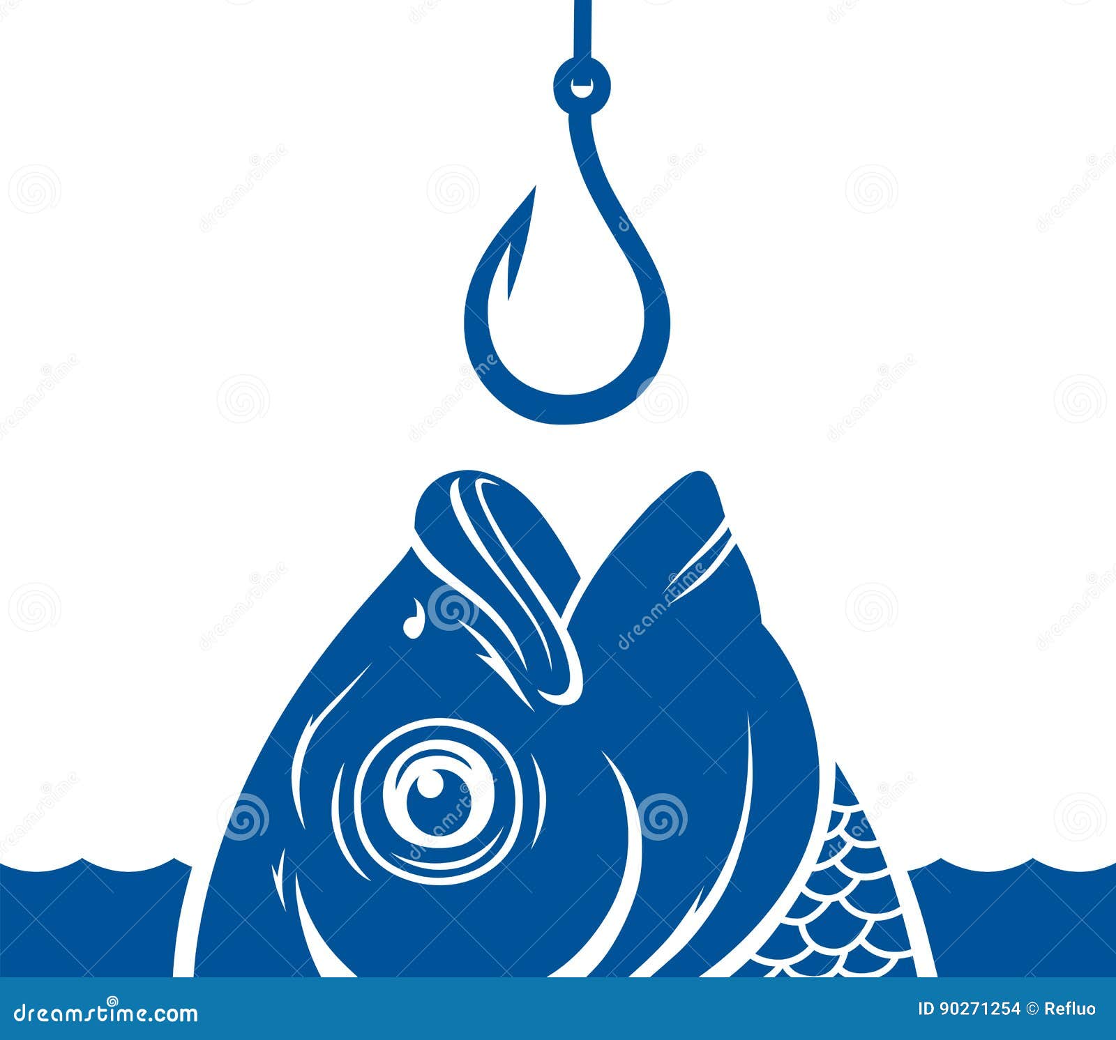 Fish and hook stock vector. Illustration of blue, fishing - 90271254