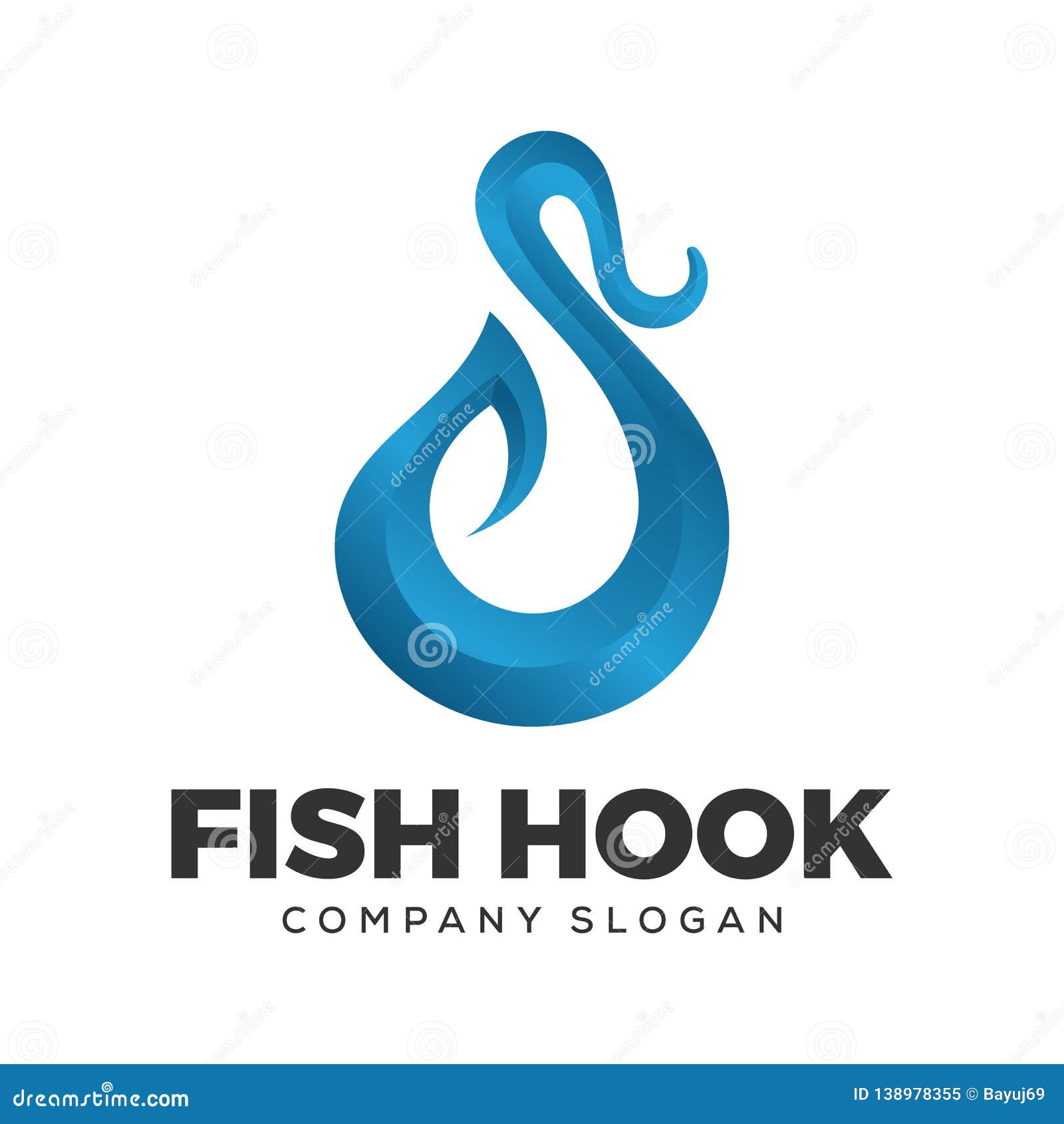 Fish Hook Vector Logo Design Template Stock Vector - Illustration