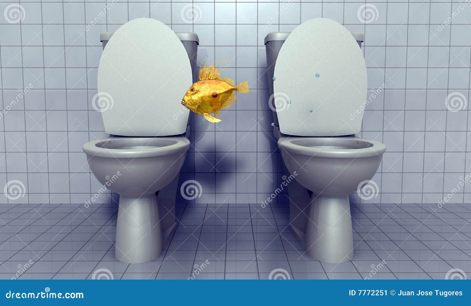 Fish Jumping between Toilets Stock Illustration Illustration of