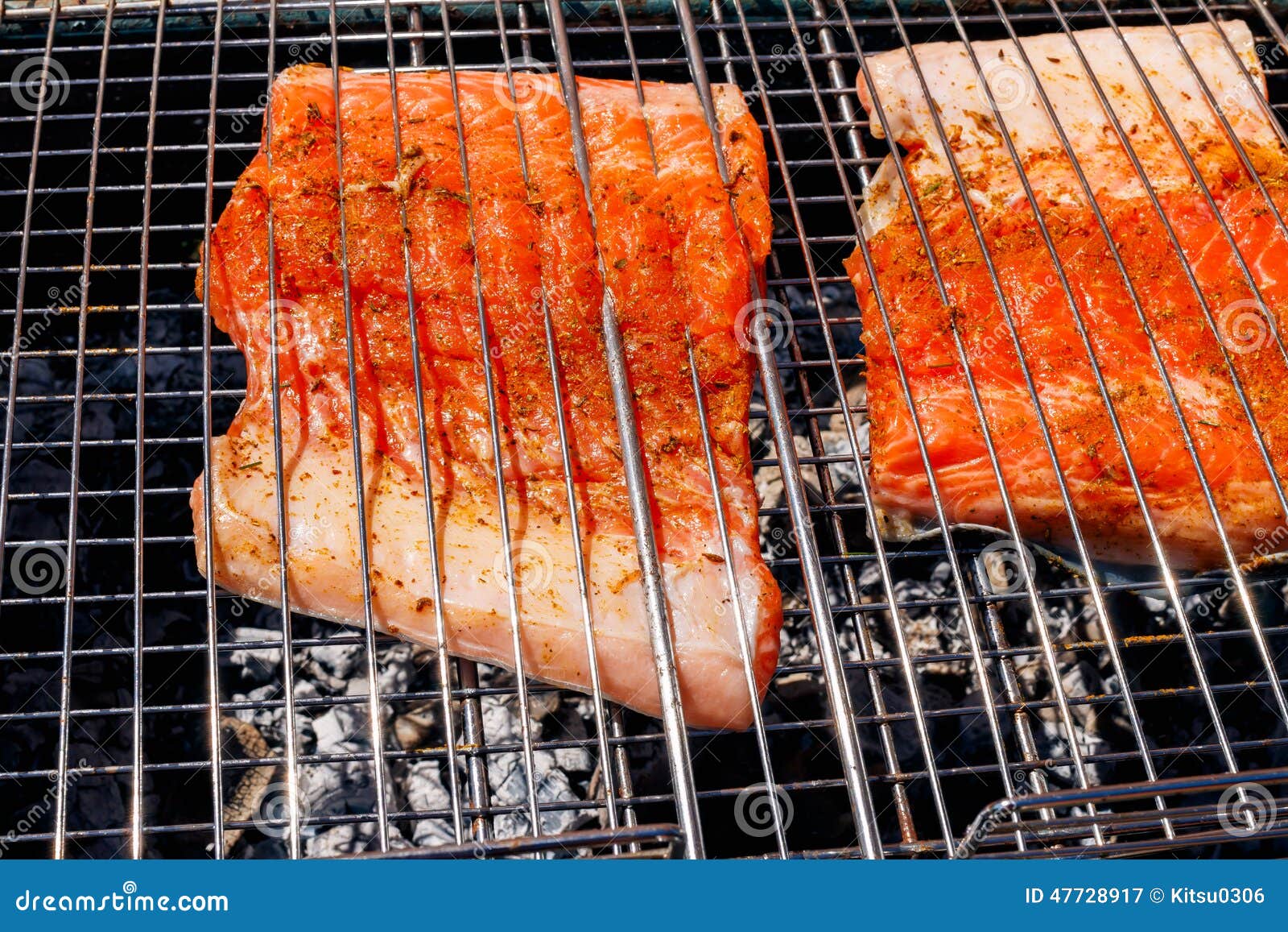 Fish Kebabs from Salmon Grilling, Closeup Stock Image Image of meals
