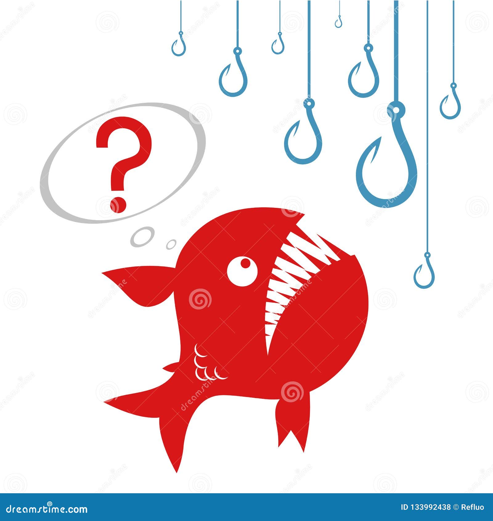 Fish and many hooks stock vector. Illustration of cartoon