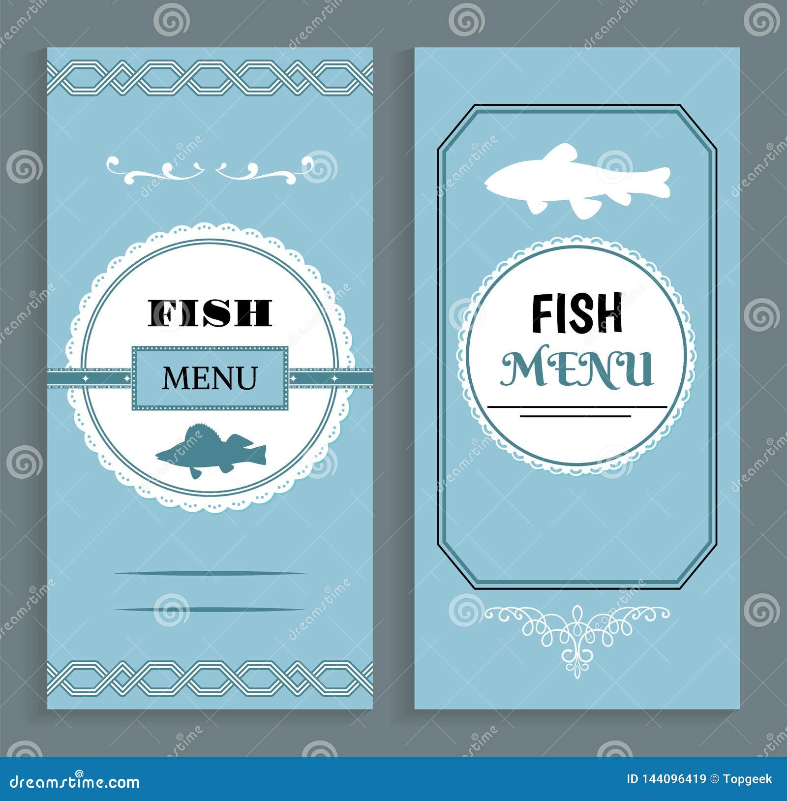 Fish Menu Template, Vector Seafood Dishes List Stock Vector ...