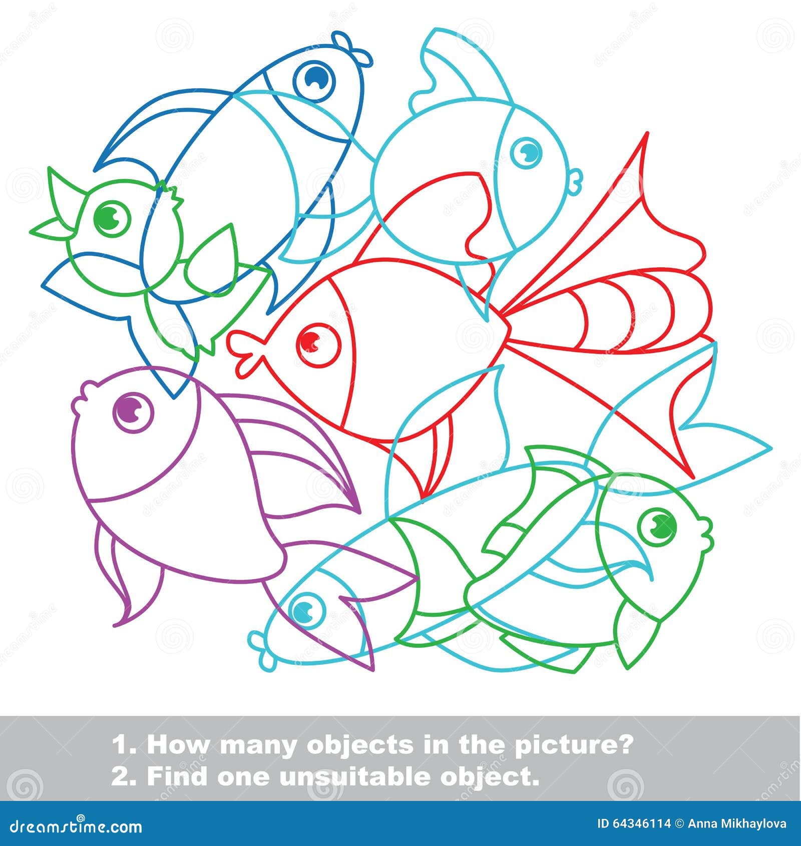 fish mishmash colorful set in .