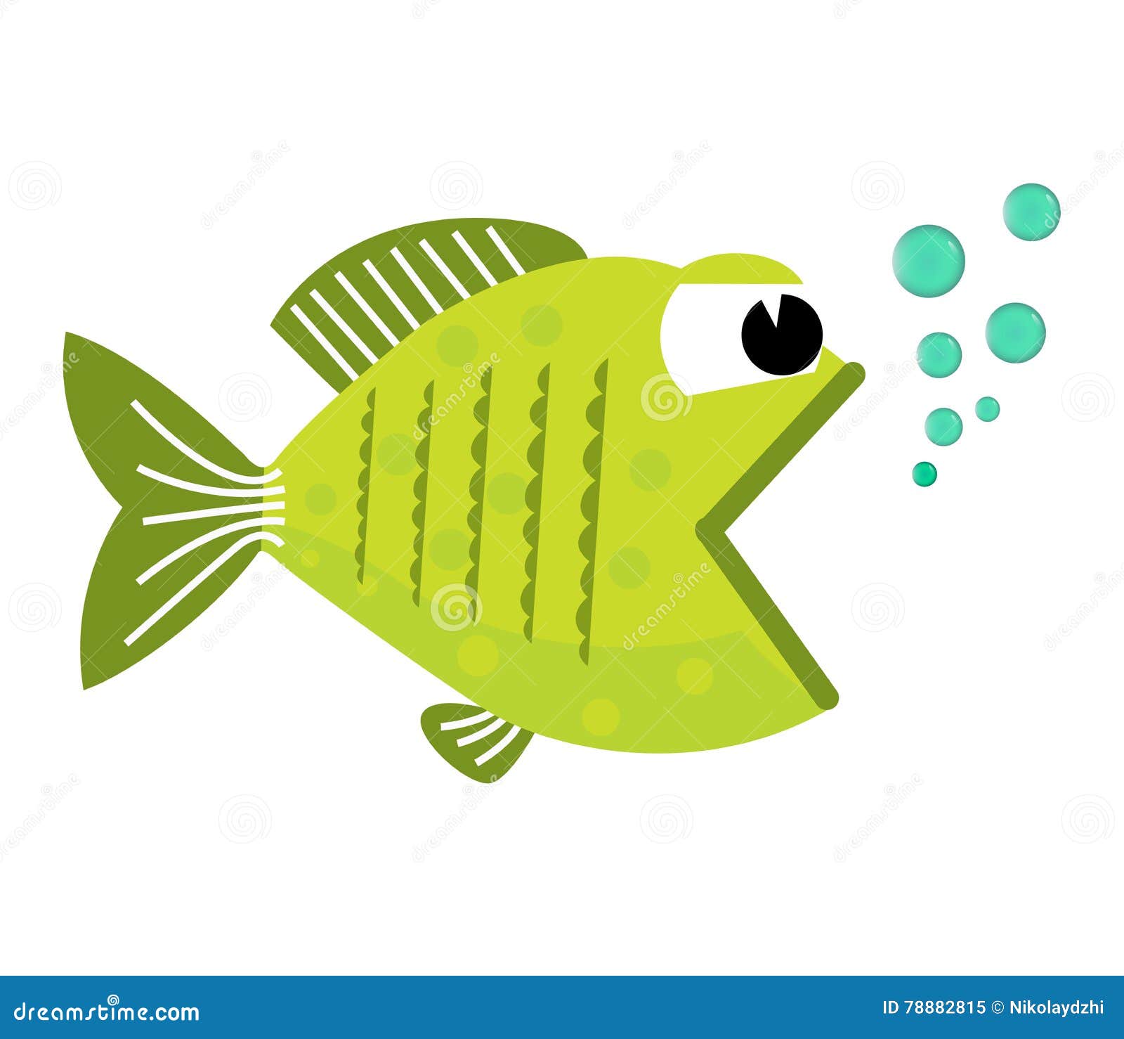 Fish Mouth Opened with Bubbles. Fish on a White Background. Vector  Illustration. Fish on a White Background. Vector Illustration. Stock Vector  - Illustration of river, opened: 78882815