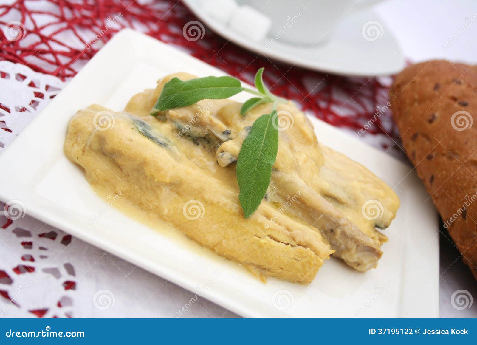 Fish with a mustard sauce stock photo. Image of fillet 37195122