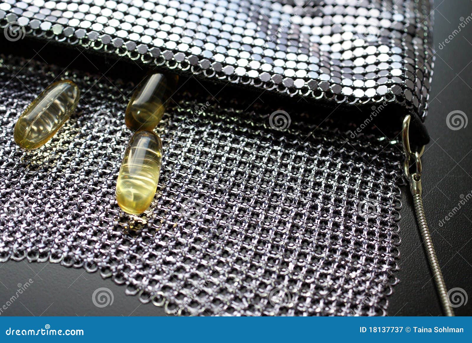 Fish Oil Capsules in Evening Bag Stock Image Image of concept