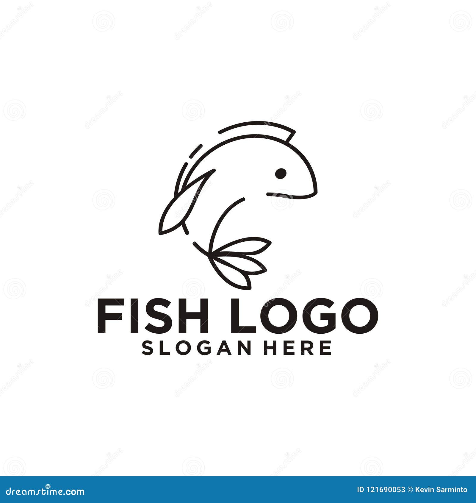 simple outline fish line art monoline logo template vector icon Stock  Vector, Fish Line 
