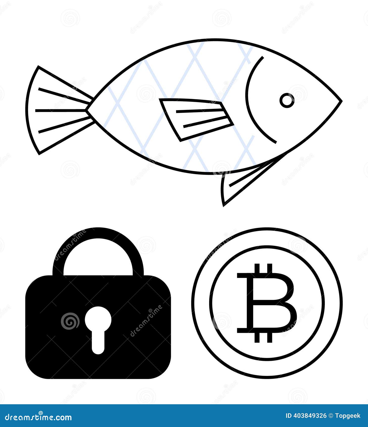 Fish, Padlock, and Cryptocurrency Coin Representing Cybersecurity and  Phishing in Digital Transactions Stock Vector - Illustration of risk,  bstyle: 403849326