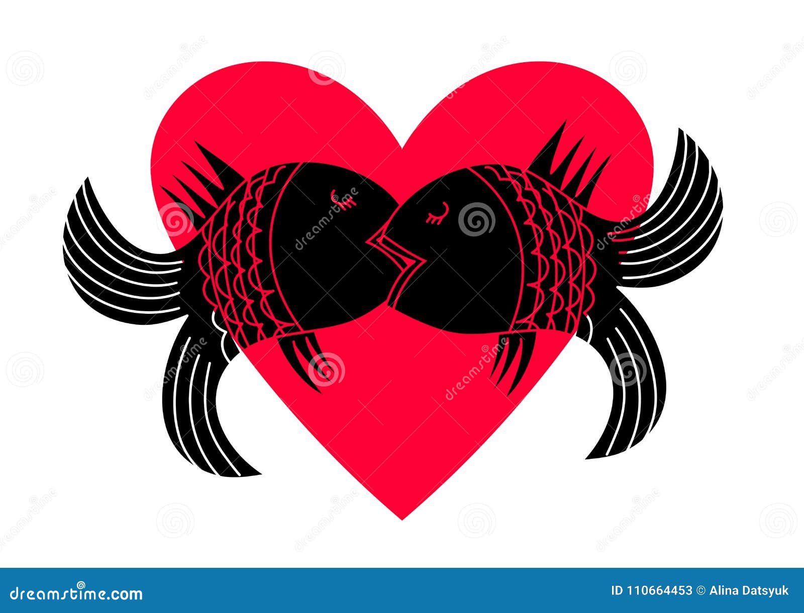 Download Fish In A Passionate Kiss On The Background Of Heart. Kiss ...