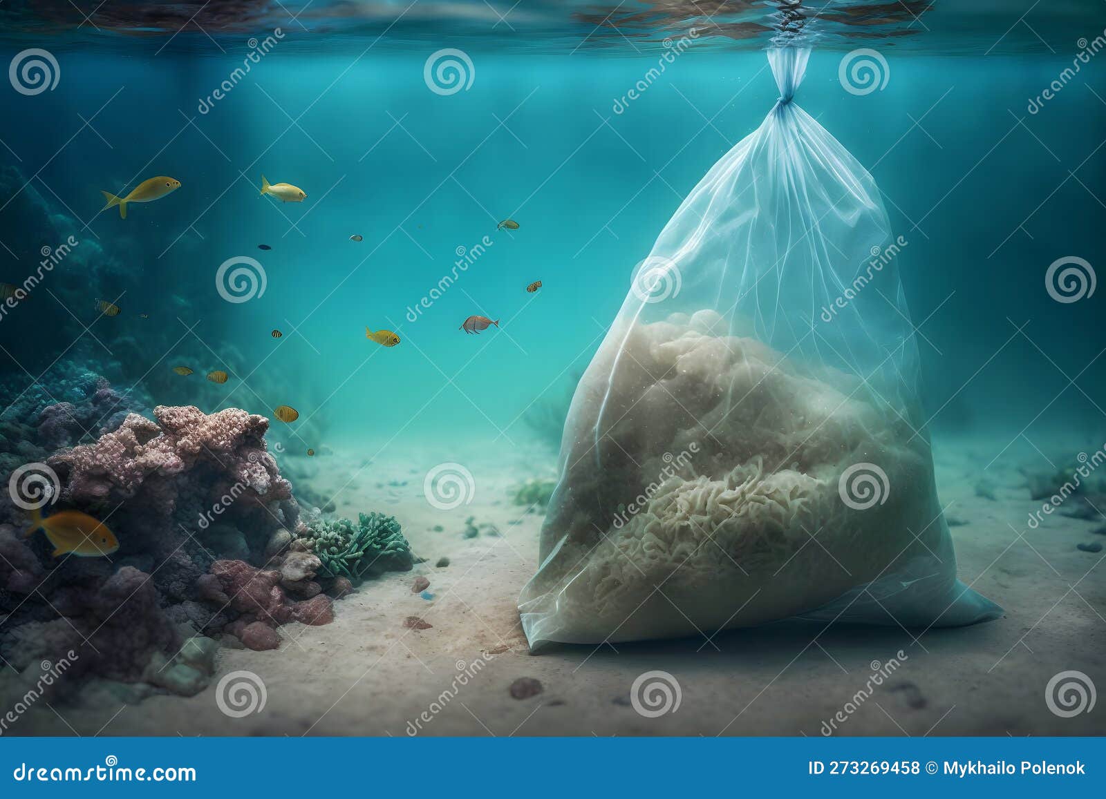 Fish and Plastic Pollution. Envrionmental Problem Plastics