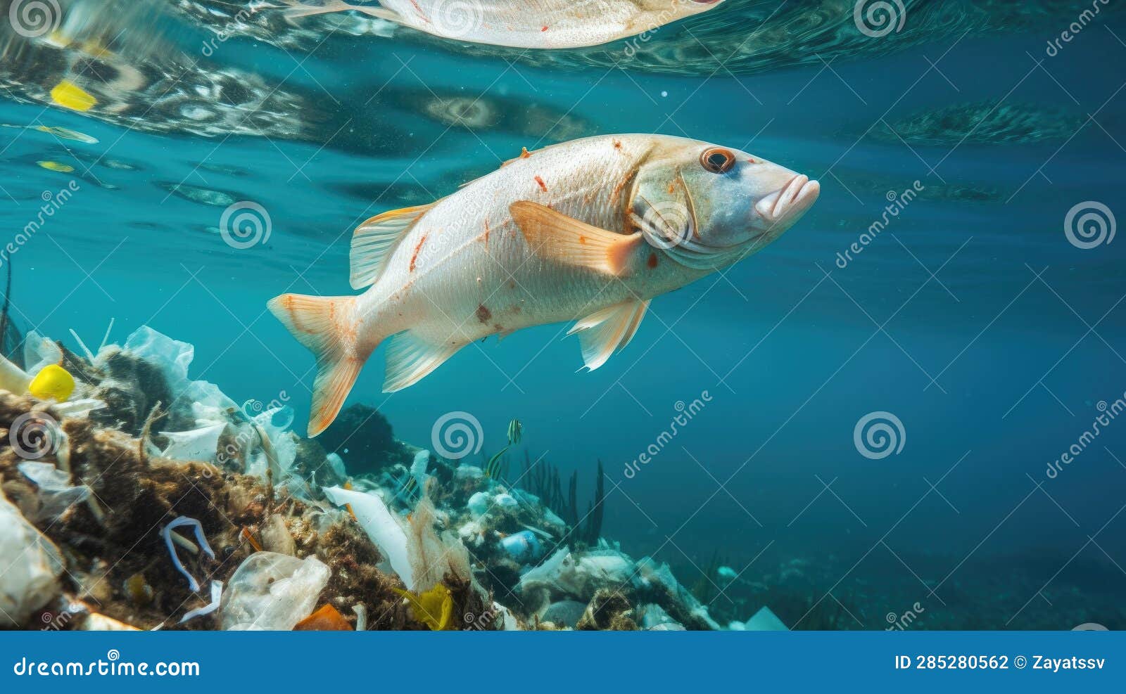 Fish and Plastic Pollution. Envrionmental Problem Plastics