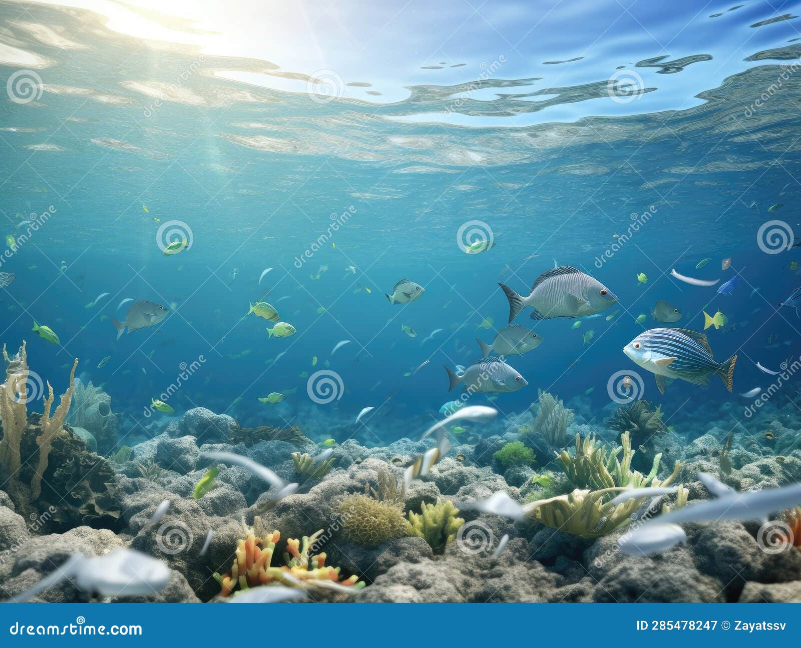 Fish and Plastic Pollution. Envrionmental Problem Plastics