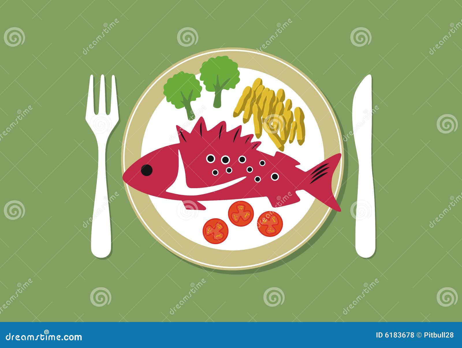 Fish plate stock illustration. Illustration of fish, cook 6183678