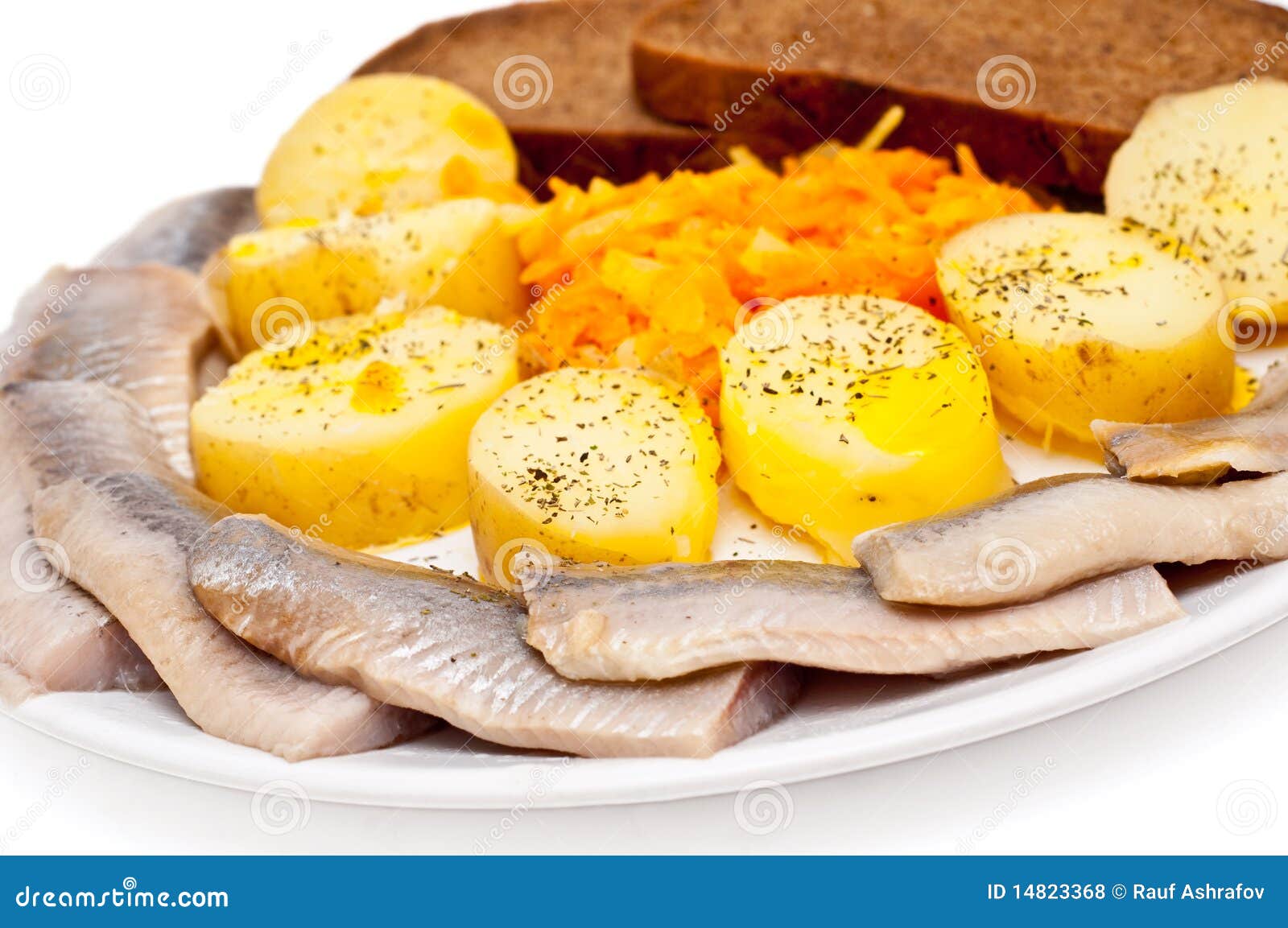 Fish and potatoes stock photo. Image of fish, brown, white 14823368