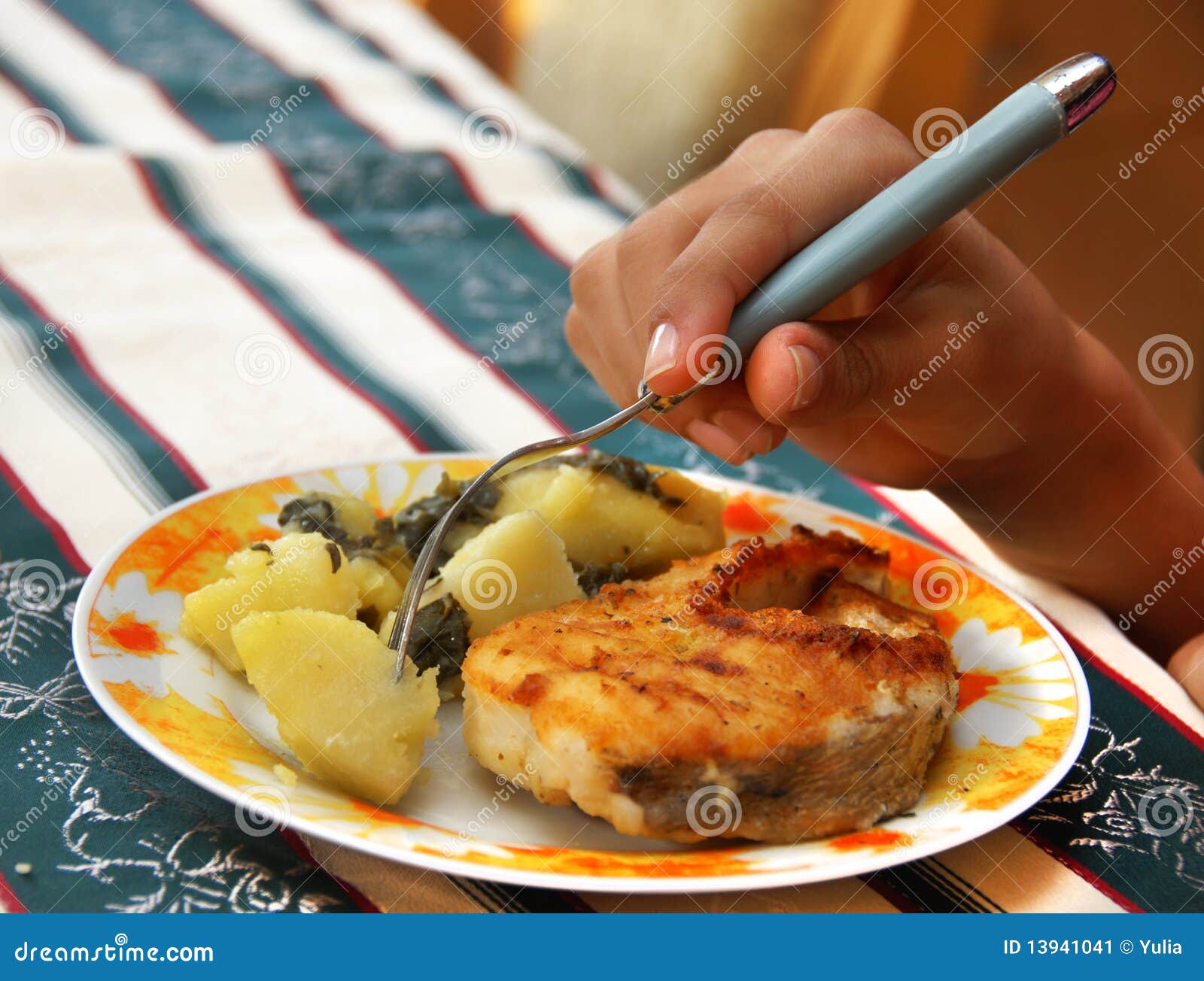 Fish and potatoes meal stock image. Image of cook, boiled - 13941041