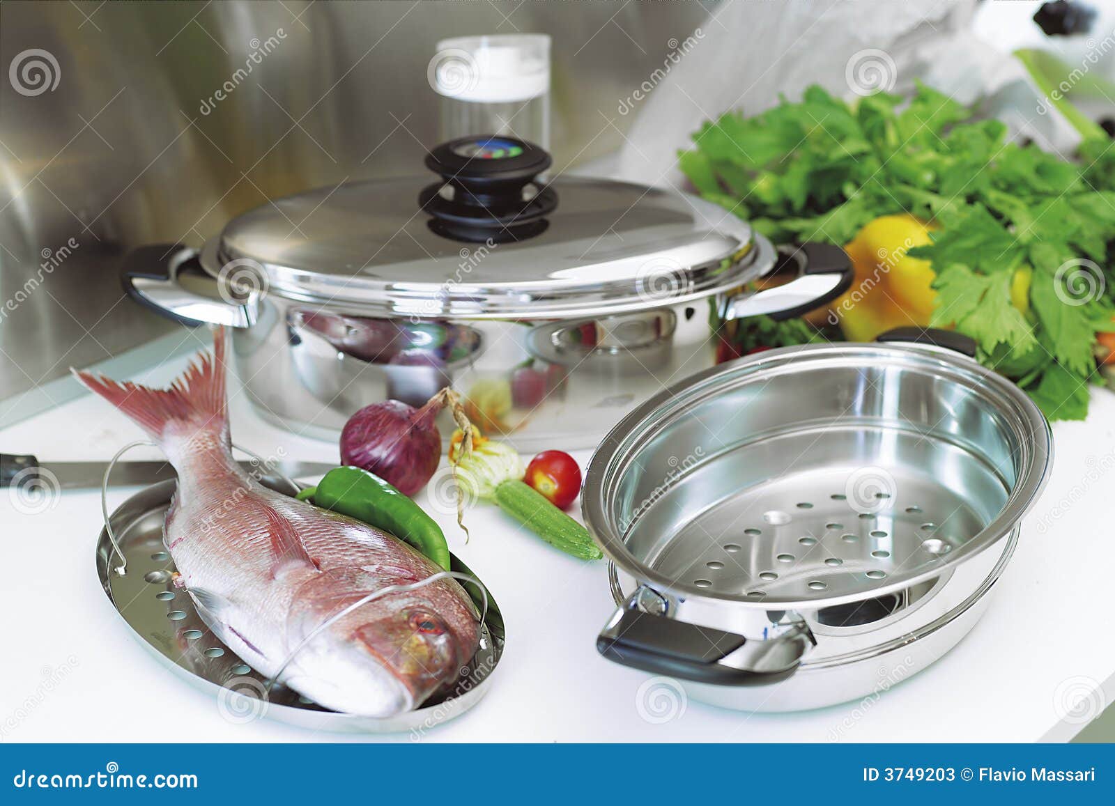 Fish and pots stock image. Image of cooking, luxury, working 3749203