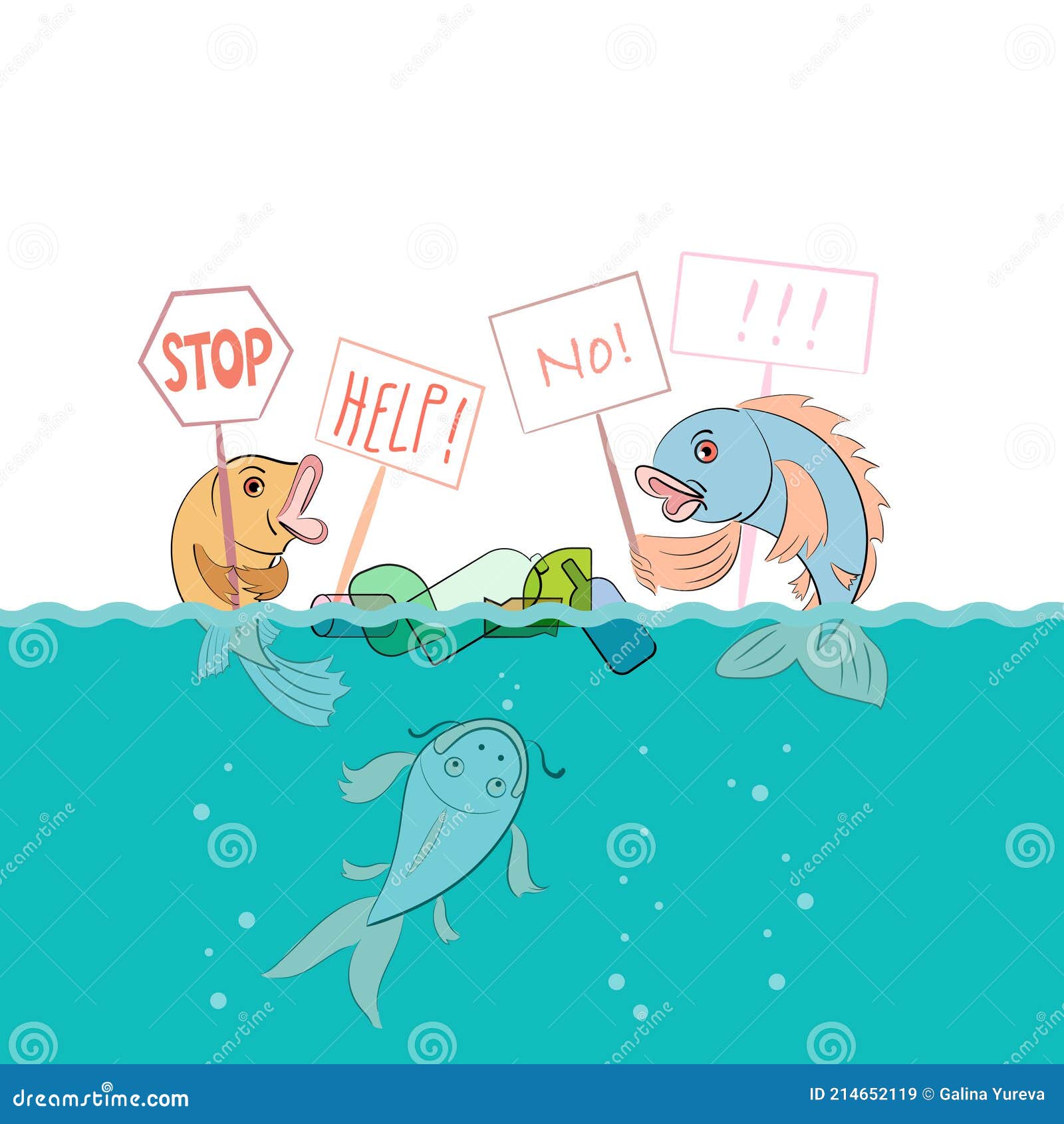 Fish Protesting Against Pollution Stock Vector - Illustration of ...