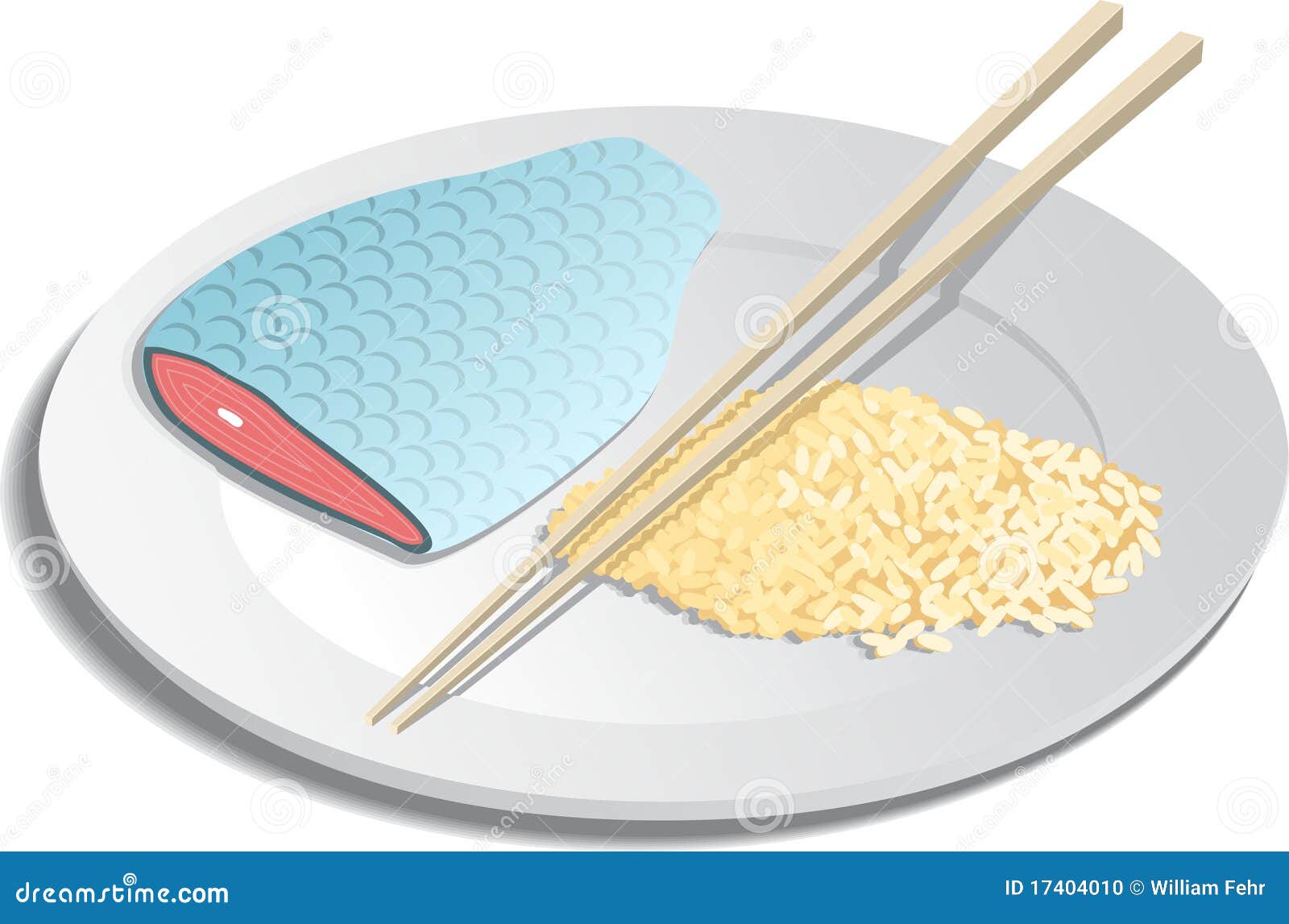 Fish and Rice stock vector. Illustration of dinner, food - 17404010