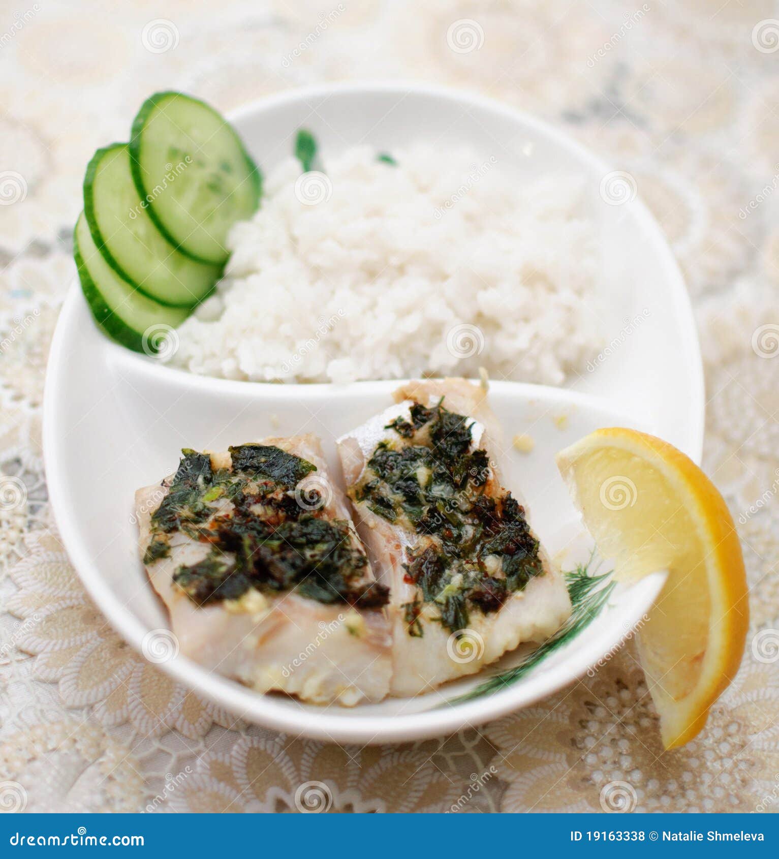 Fish with rice stock photo. Image of nutriment, brunch - 19163338