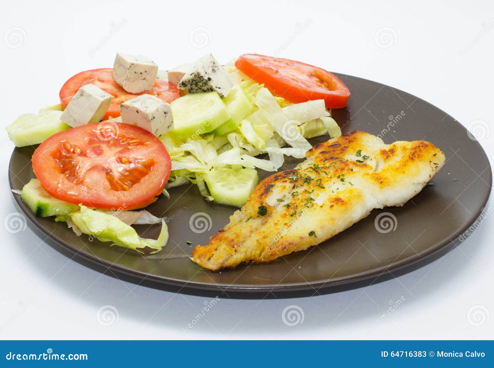 fish with salad