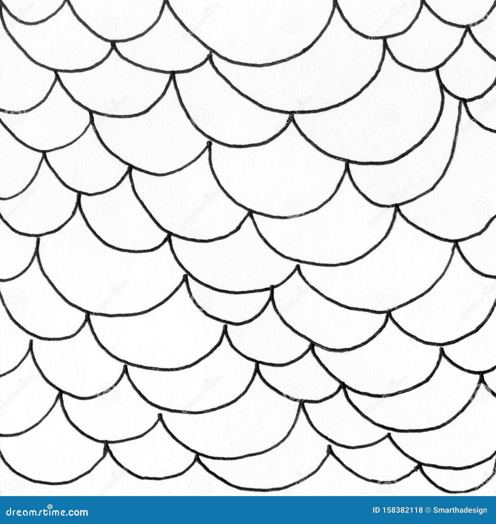 Fish Scales Ink Texture. Abstract Black and White Hand Drawn