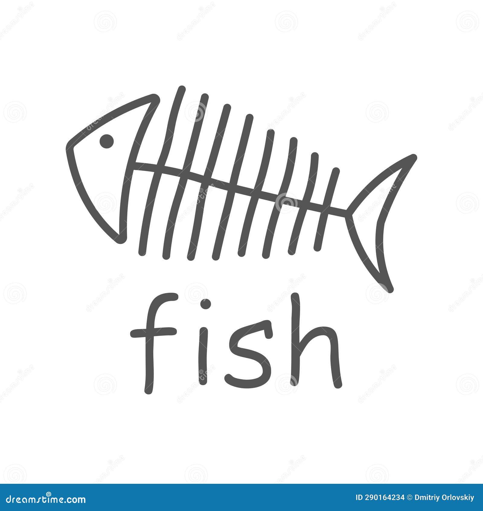 fish sceleton white sign on dark background.  . eps