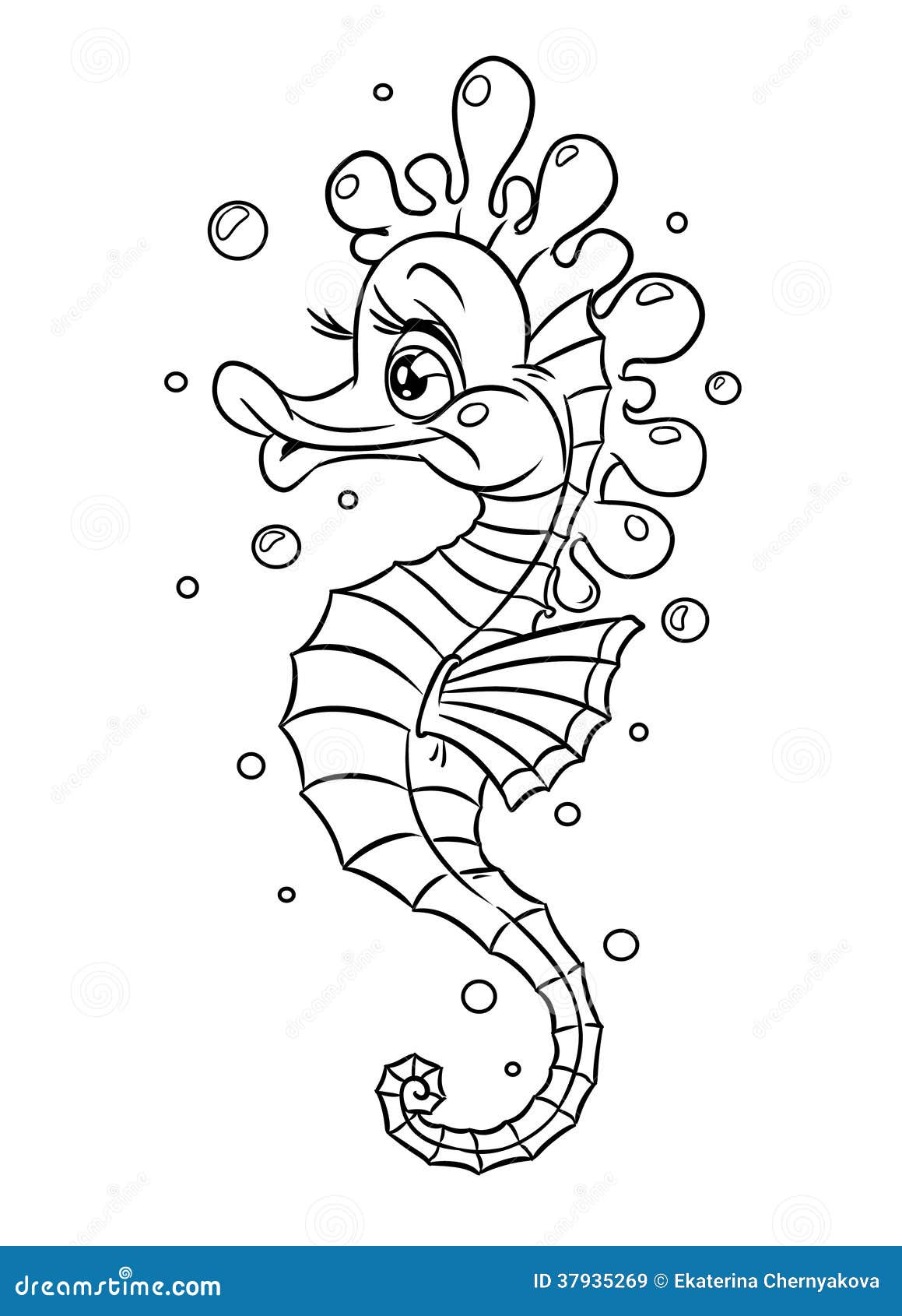 Fish Sea Horse Coloring Pages Stock Illustration Illustration Of Smile Pages 37935269