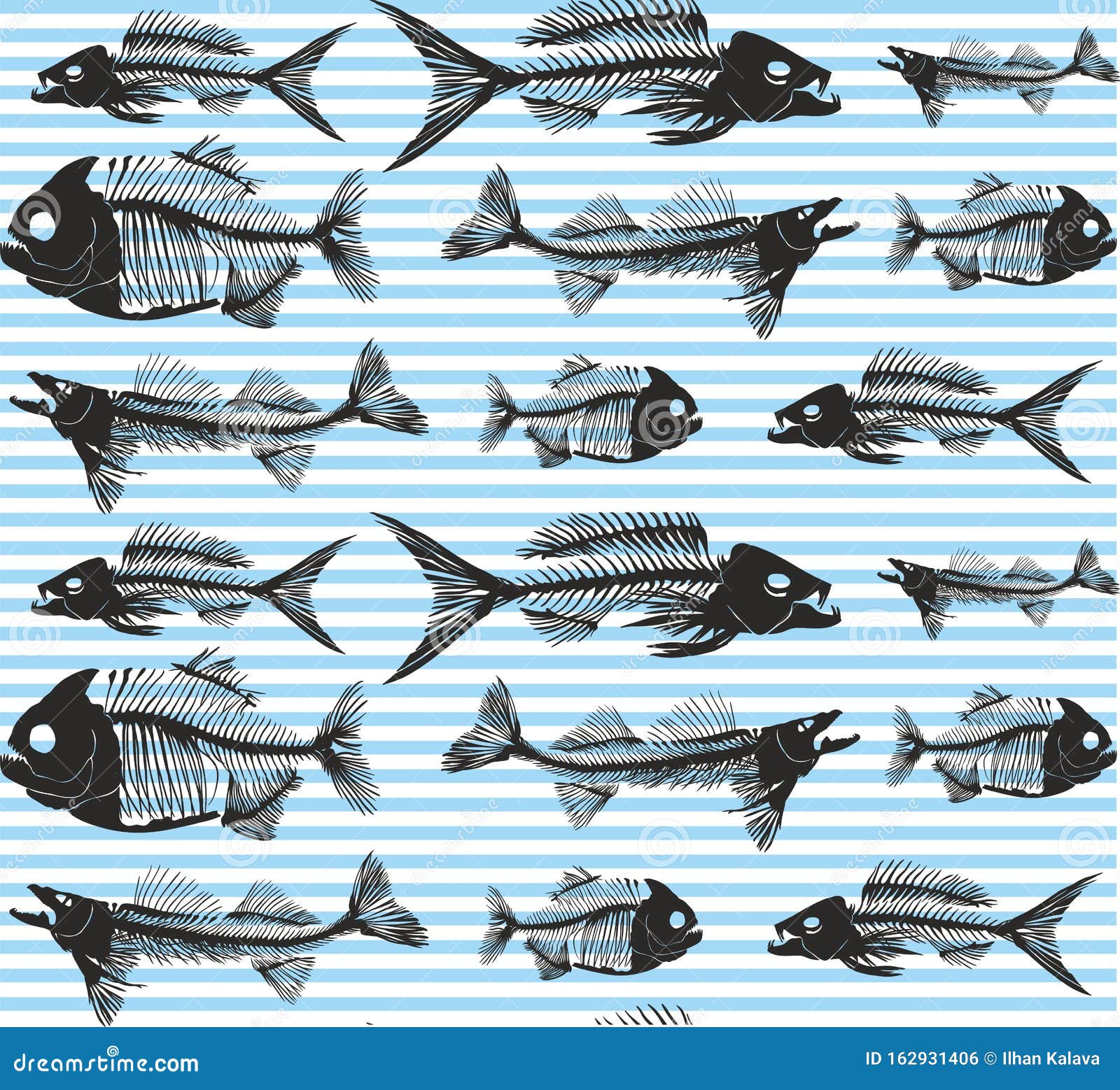 Download Fish Seamless Pattern. Animal Background. Blue Stripes ...