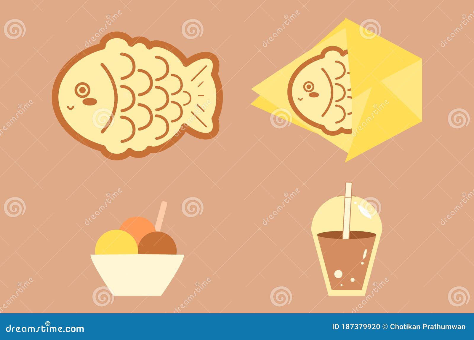 https://thumbs.dreamstime.com/z/fish-shaped-bread-korean-called-bungeoppang-japanese-taiyaki-ice-cream-vanilla-chocolate-orange-cup-drink-glass-187379920.jpg