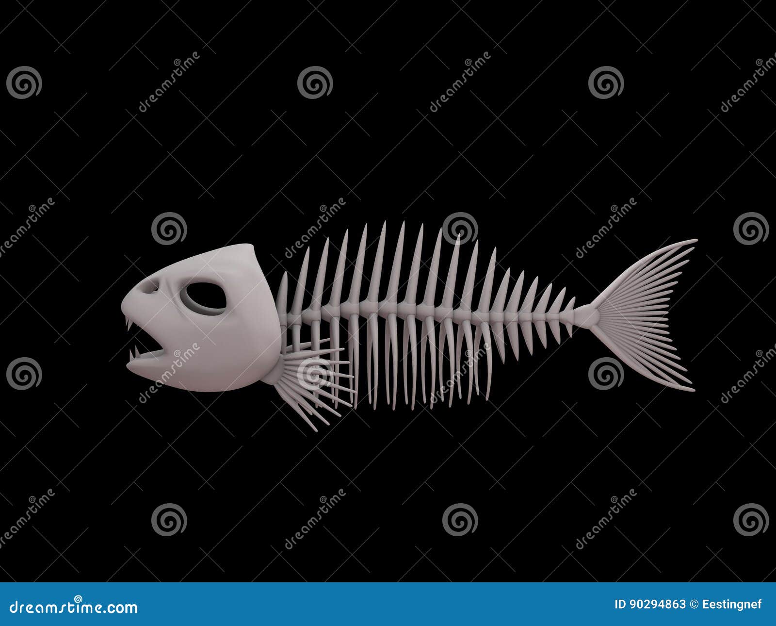 Fish Skeleton. on Black Background Stock Illustration - Illustration of  tail, dead: 90294863