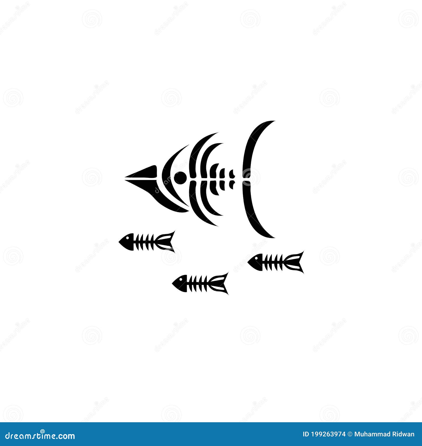 Fish skeleton logo design stock vector. Illustration of fish - 199263974