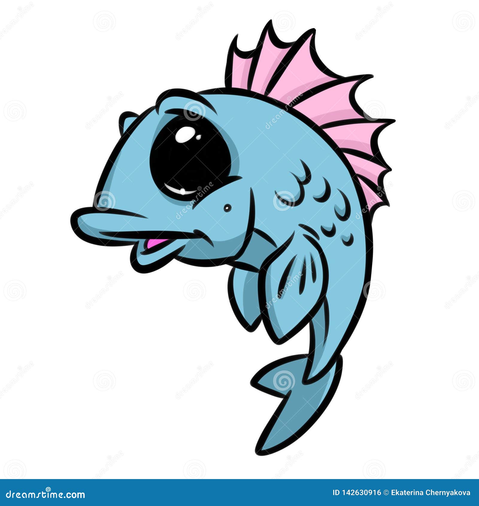 Fish Smile Big Eyes Cartoon Illustration Isolated Stock Illustration -  Illustration of graphics, sadness: 142630916