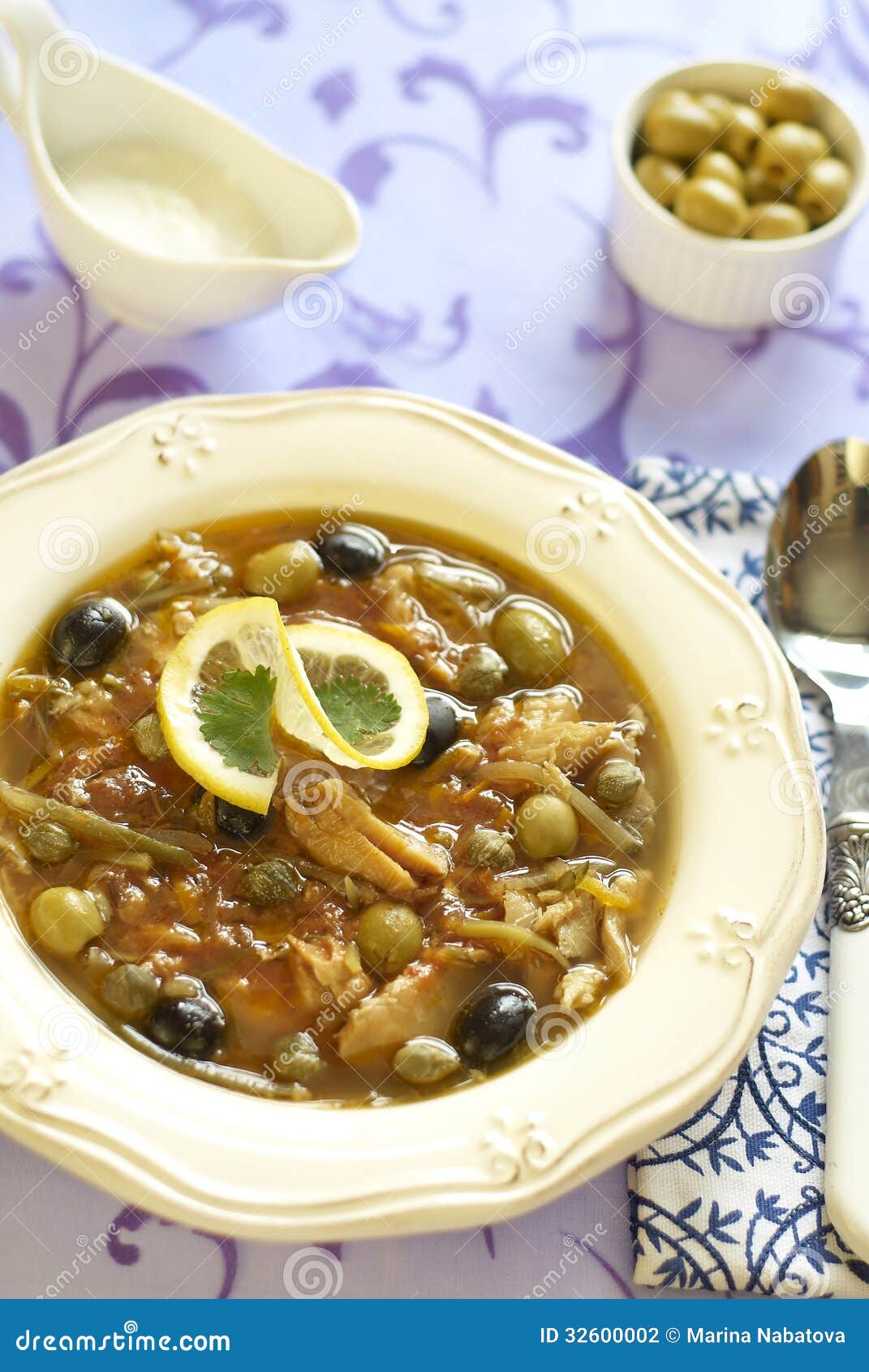 Fish Solyanka with Capers and Olives Stock Photo Image of olive, herb