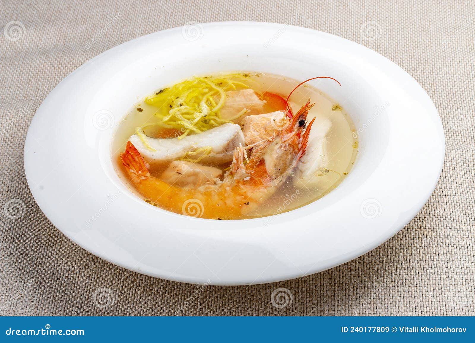 Fish Soup with Salmon, Perch and King Prawns Stock Image Image of