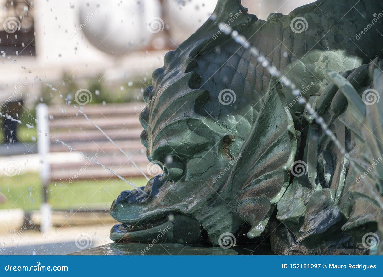Fish statue fountain stock image. Image of urban, aquatic 152181097