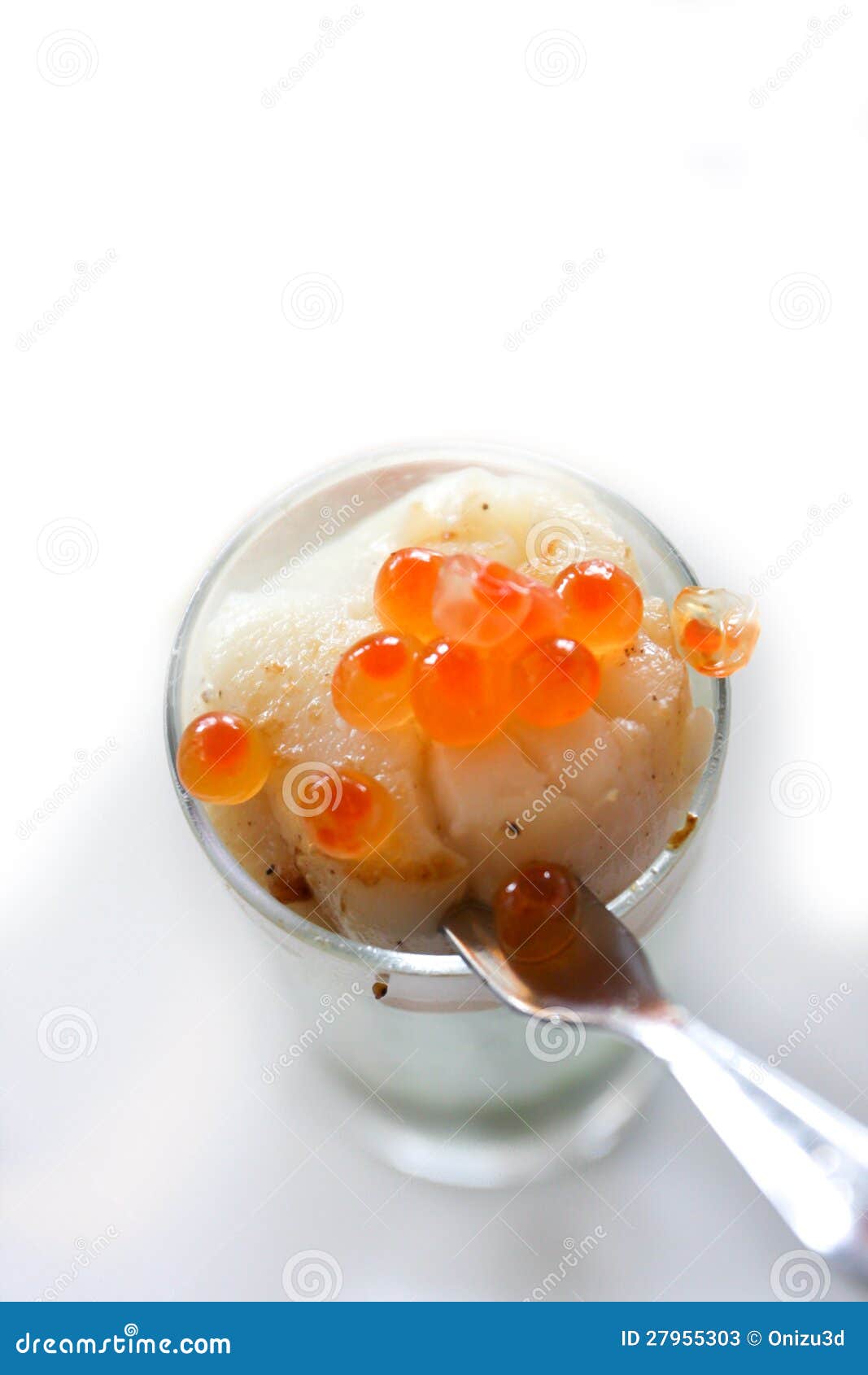 Fish Steam and Red Caviar Egg in Small Bowl Stock Image Image of