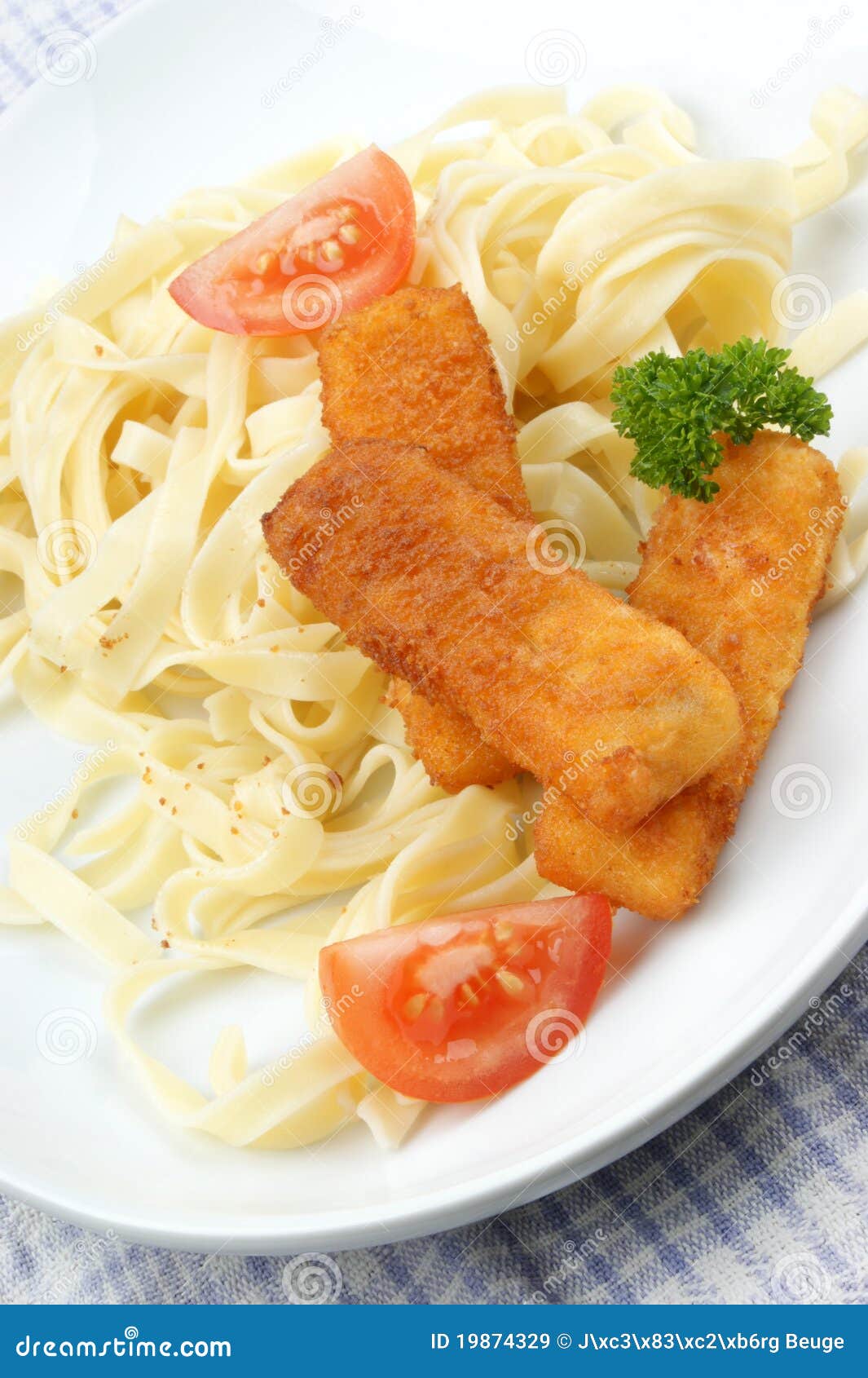 Fish Sticks and Noodles on a Plate Stock Image Image of pasta, finger