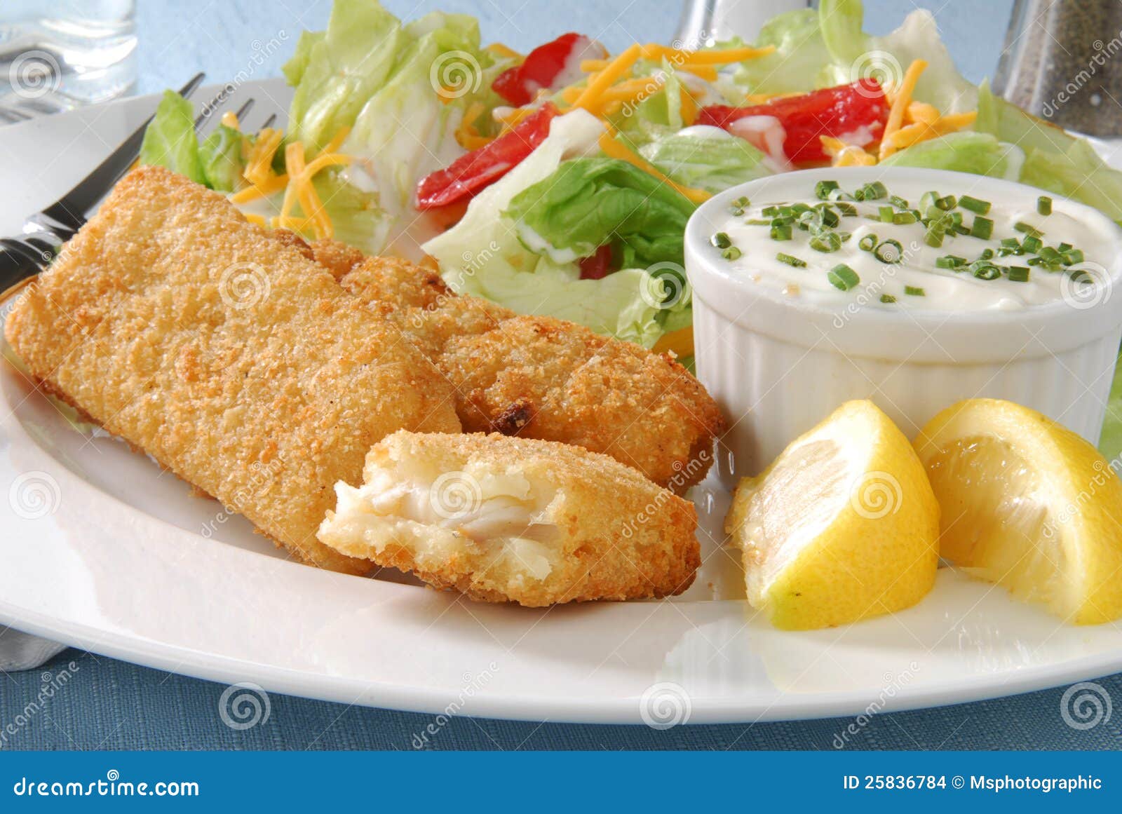 Fish sticks and salad stock photo. Image of fried, orientation 25836784