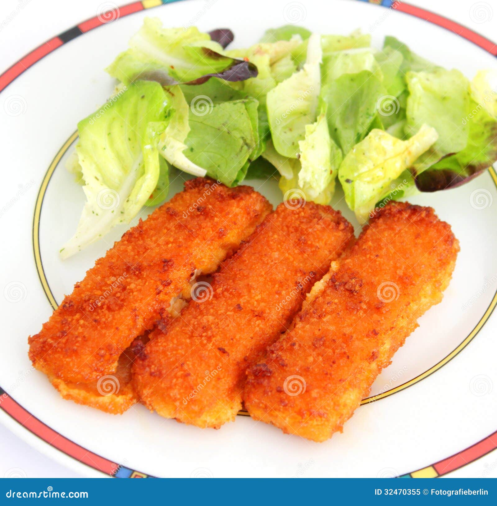 Fish sticks with salad stock image. Image of meal, healthy 32470355