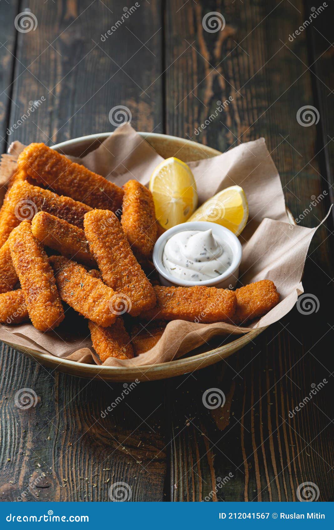 Fish Sticks with Sauce on the Table Stock Image Image of food, fries