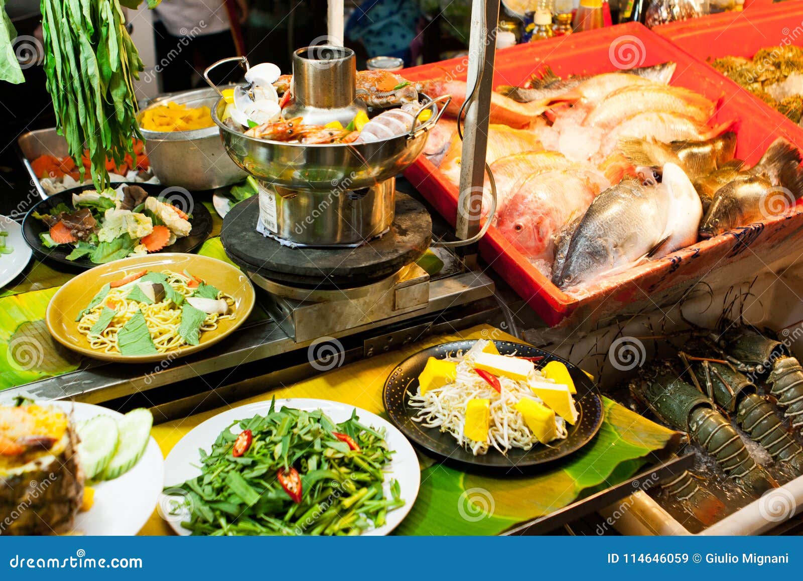 Fish at a Street Food Stall at the Weekend Market, Phuket, Thailand