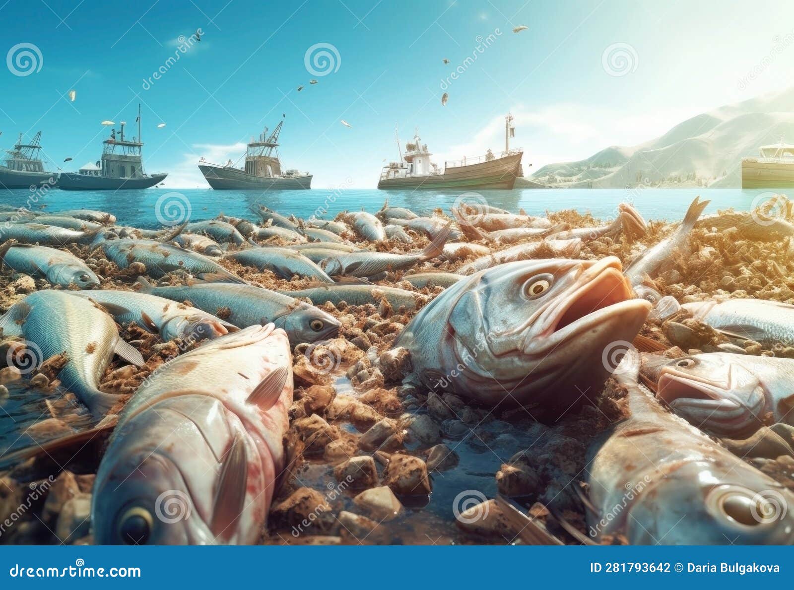 The Fish Suffer from Deformities and Diseases. Dead Fish on the ...