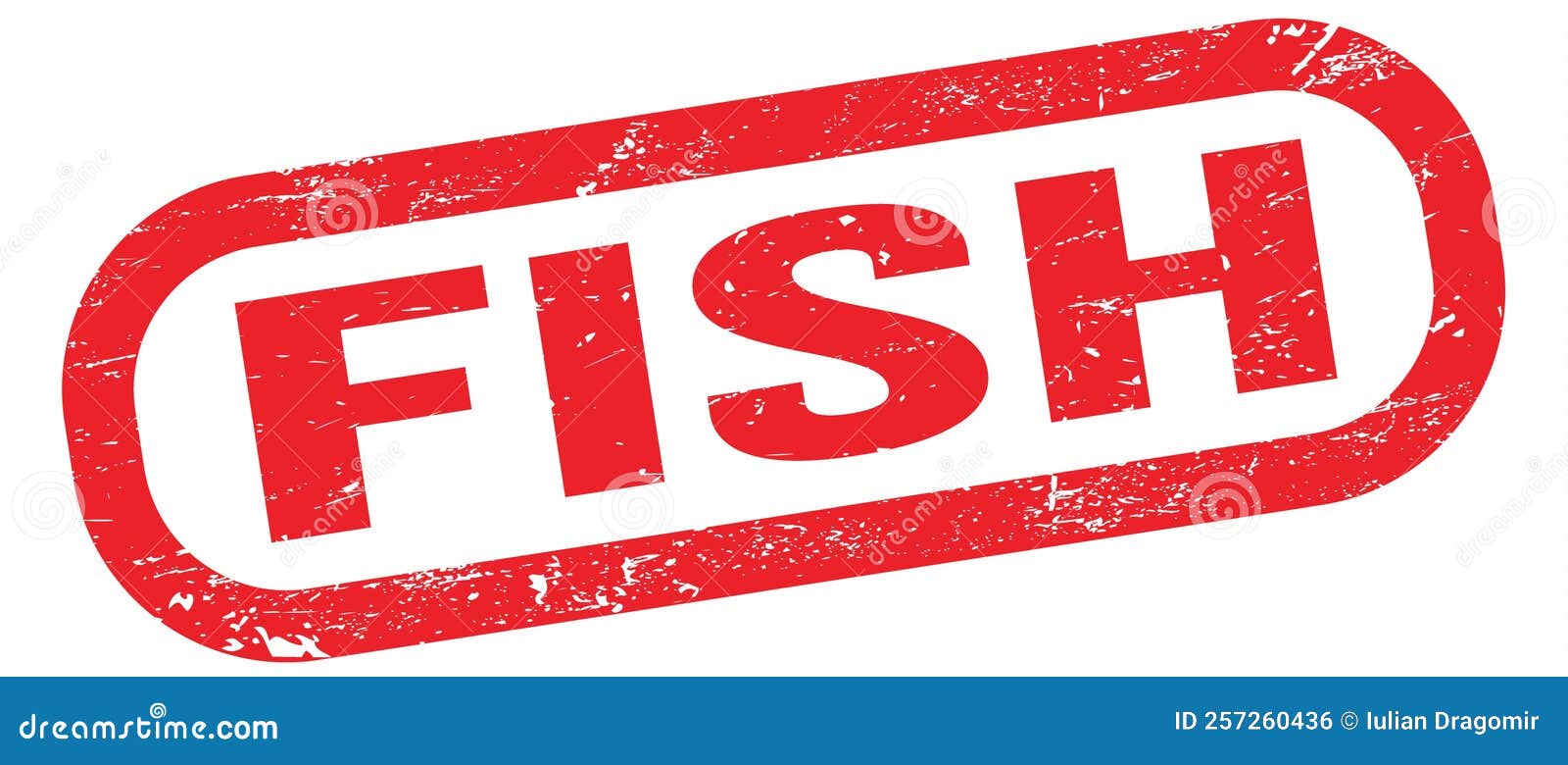 FISH, Text on Red Rectangle Stamp Sign Stock Illustration
