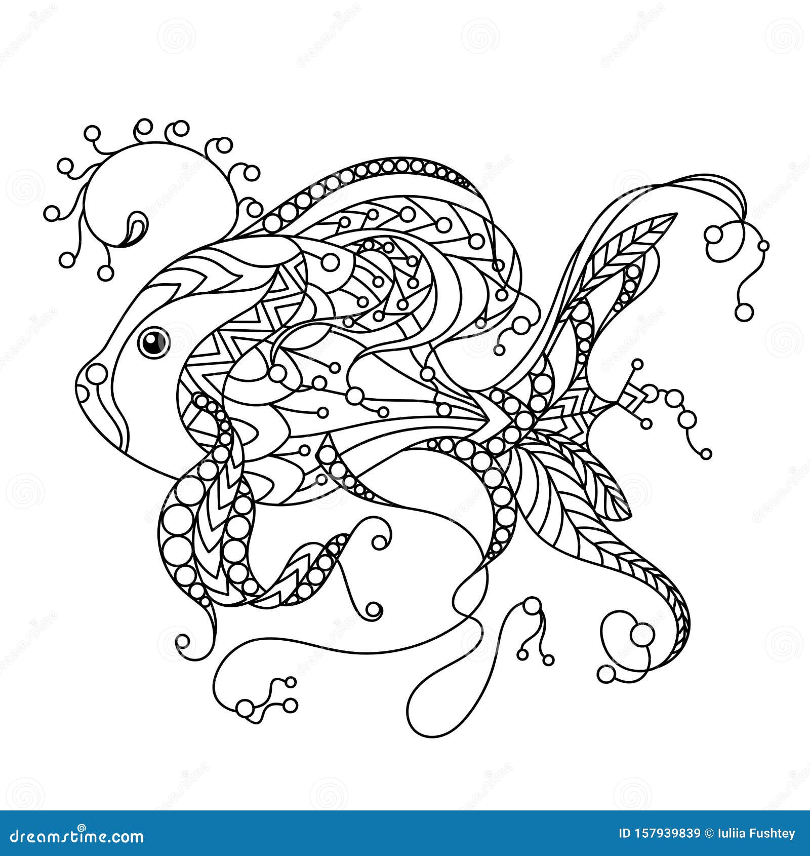 Fish in Vector Illustration Doodle Coloring Book Stock Illustration ...